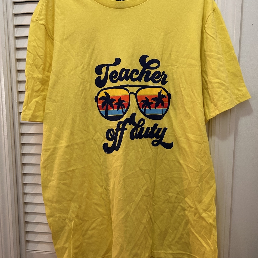 Yellow 'Teacher Off Duty' Graphic T-Shirt
